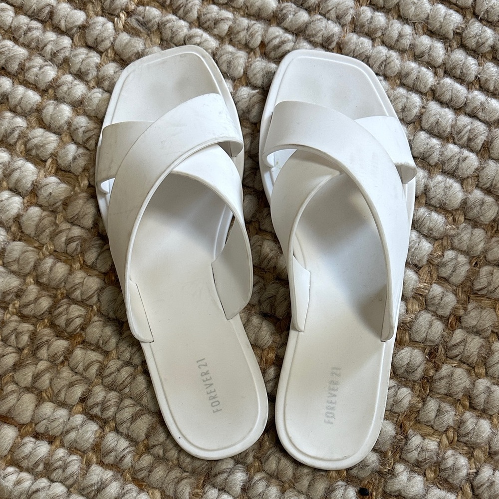 Forever 21 Women's White Crisscross Sandals